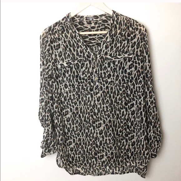 Leopard print long sleeve button down blouse - Picture 2 of 5